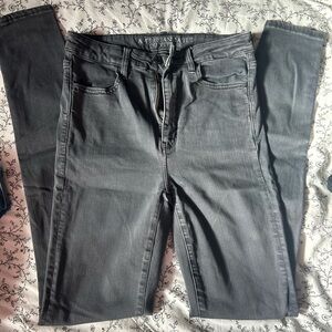 AE dark faded grey super high rise jeggings